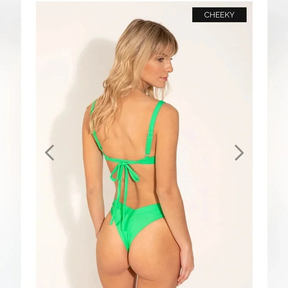 NWT OneOne Swimwear Bikini SET Jungle Green Kameron Jesse NEW Cheeky Triangle - Picture 3 of 3